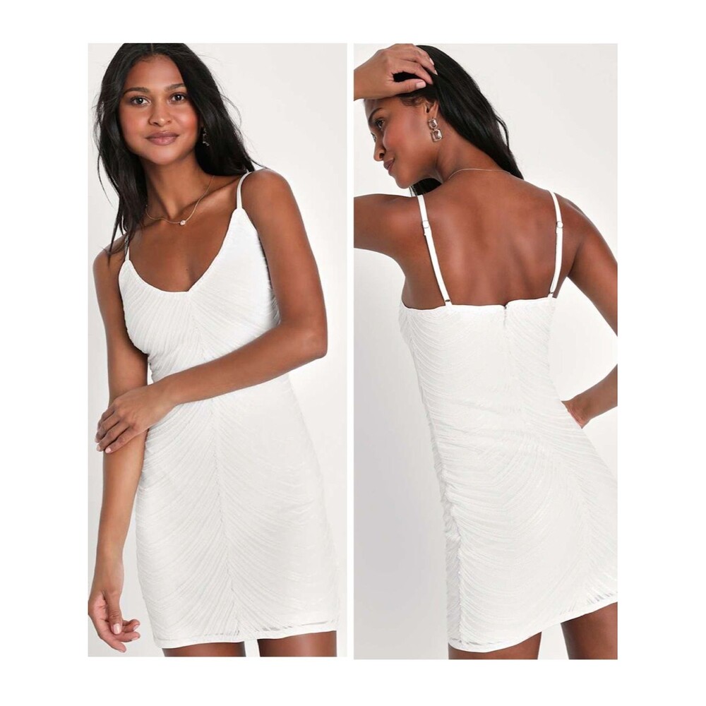 Lulus Like a Movie Star White Sequin Bodycon Mini Dress Size XS NWT Bachelorette
